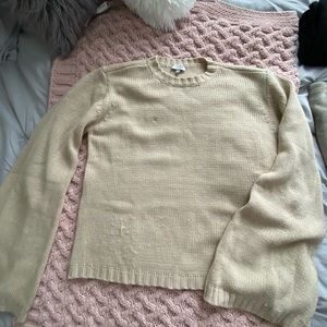 Beige sweater, bell bottom sleeves